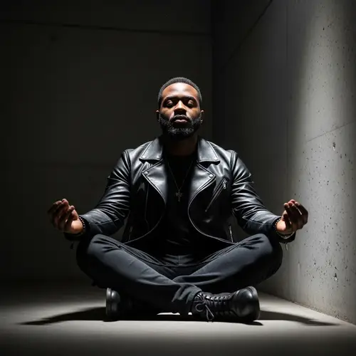 Black Man Meditating in Corner - Serene Meditation Moment