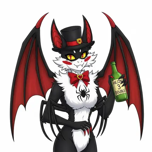 Stylized Bat-Spider Creature with Victorian Gothic Charm