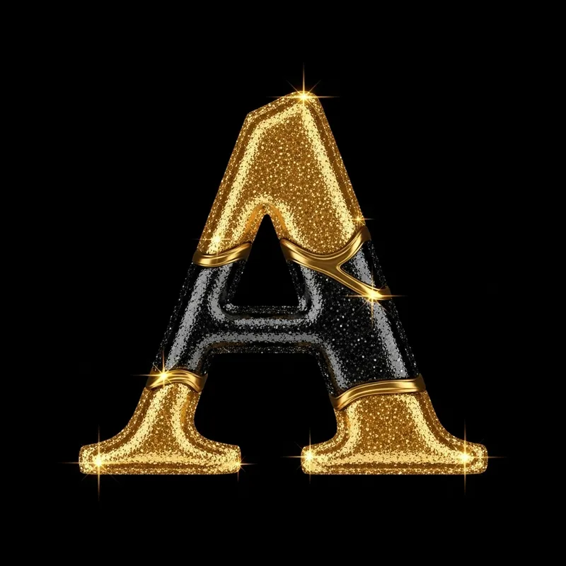 Elegant 'A' Letter with Gold and Black Touches