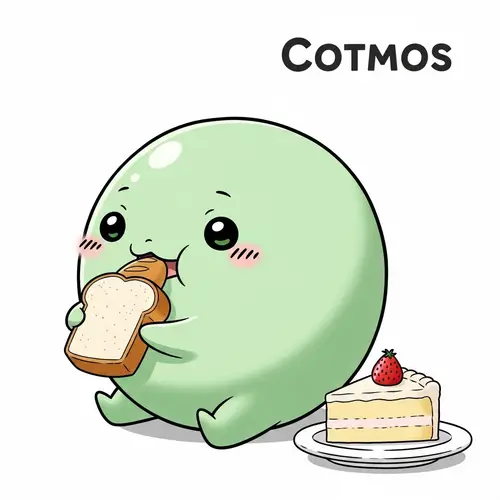 Adorable Cotmos: Cute Green Ball Eating Bread and Cake