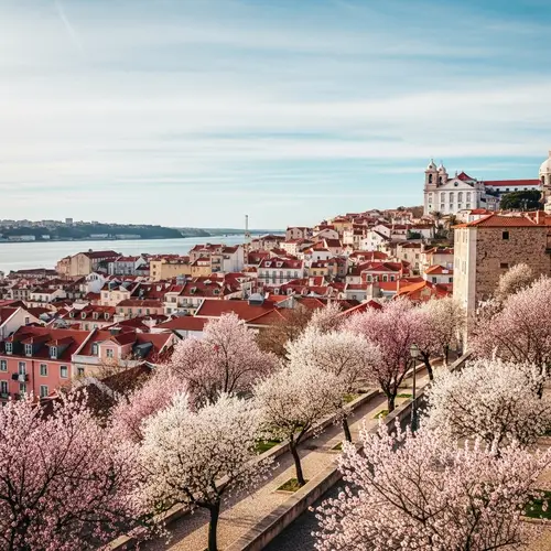 Beautiful Almond Trees in Lisbon | Cityscape with Blooming Almonds