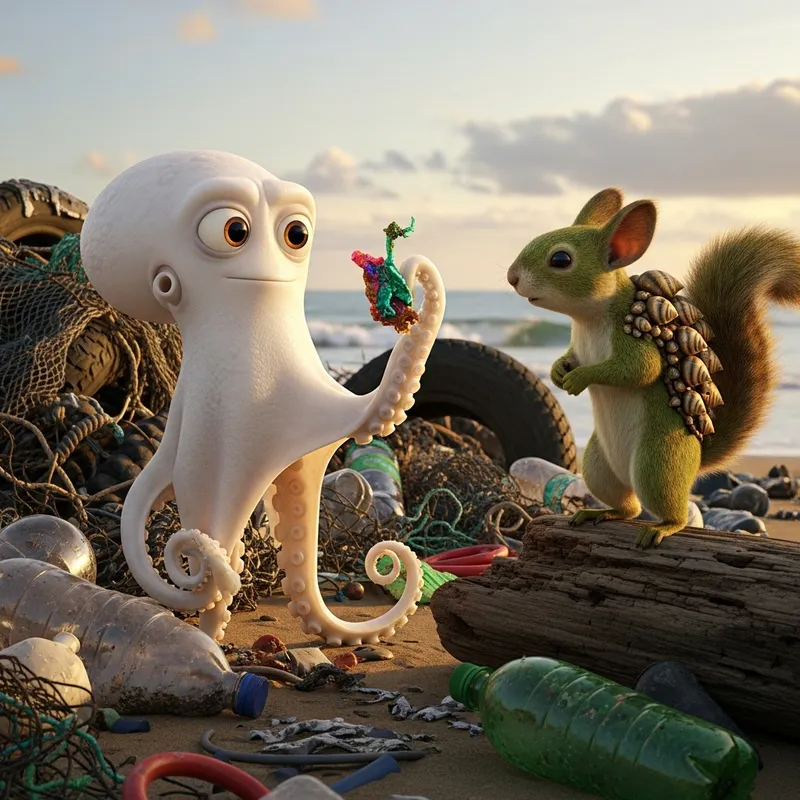 Alf the White Octopus Creating New Objects from Waste