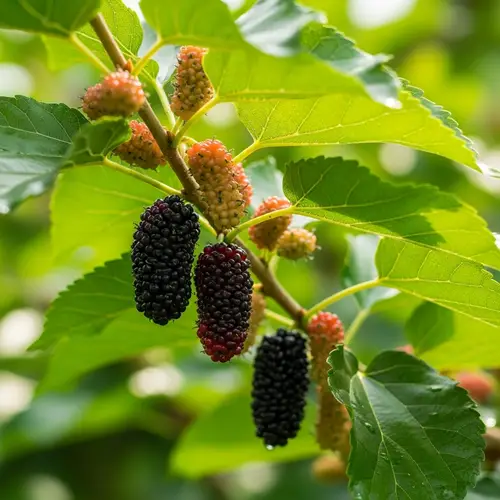 Ripe Mulberries on Vibrant Tree | Nature's Bounty in Sunshine