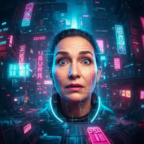 Futuristic Cyberpunk Portrait of a Woman in Metaverse