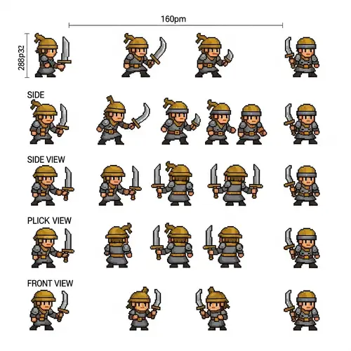 Pixel Art Sprite Sheet: Dungeons & Dragons Style Character Frames
