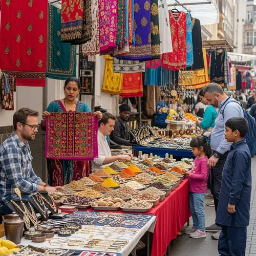 Vibrant Indian Street Market: Diverse Vendors & Aromas