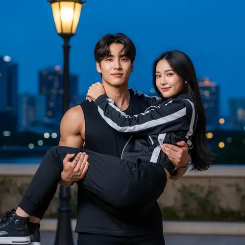 Jung Kook & Lisa: Stylish Streetwear Duo at Twilight