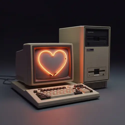 Vintage Heart-Shaped CRT Monitor - Technological Charm