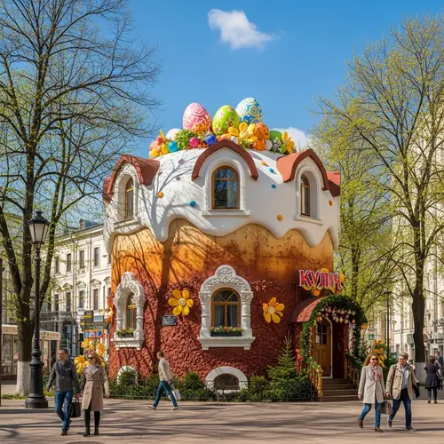 Kulich House on Sunny Moscow Street | Easter Cake Architecture