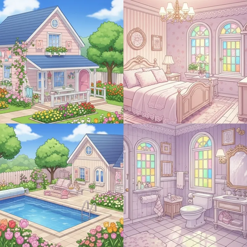 Charming Girly House with Flower Garden and Stained Glass Bathroom