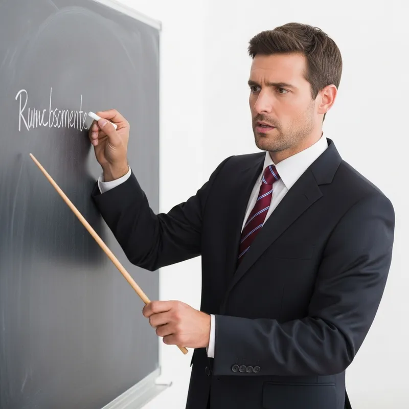 British Male Teacher Engaged in Complex Subject Explanation