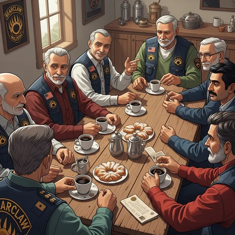 Bearclaw Coffee Event: Elderly Friends Gathering with Pastries