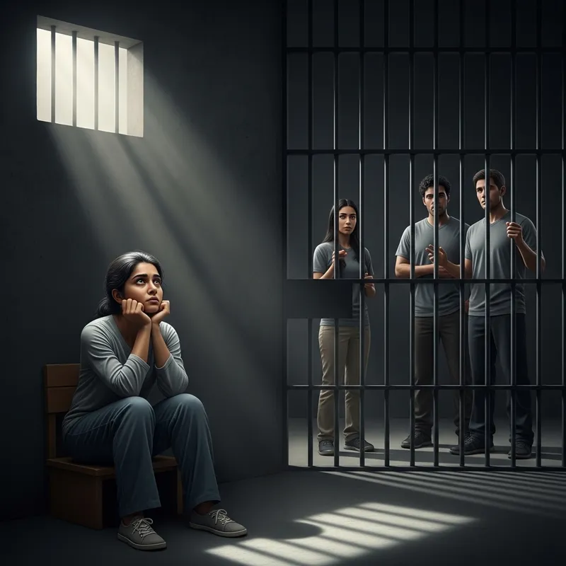 Mysterious Young Woman Held in a Cell