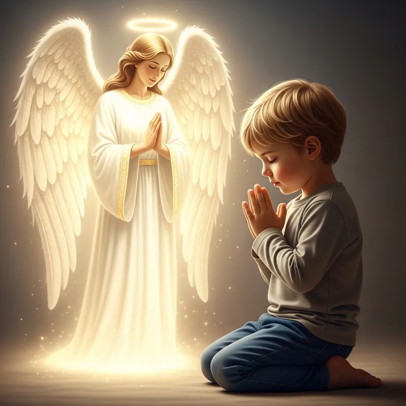 Child Praying to Angel: A Moment of Faith