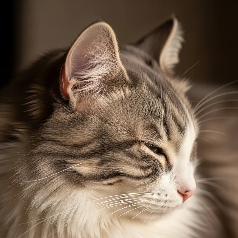 Sleepy Cubby Fluffy Cat Profile | Cozy & Tranquil Feline Image