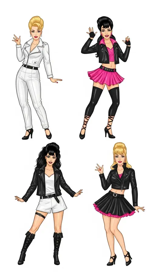 Vintage Rock 'n' Roll Dancers Costume Design Sketches