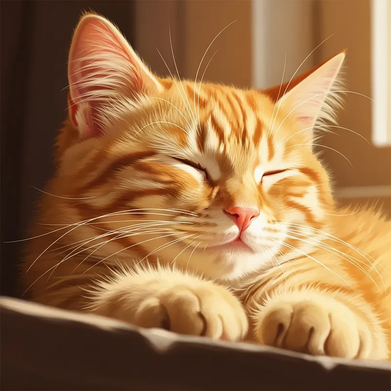 Dreamy Portrait of a Fluffy Orange Tabby Cat