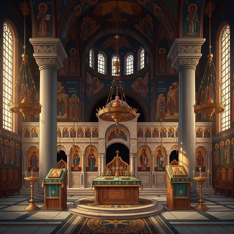 Orthodox High Altar - Intricate Illustration in Grand Interior Orthodox High Altar - Intricate Illustration in Grand Interior