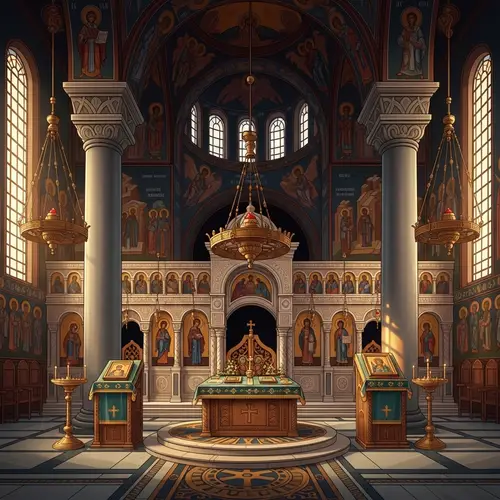 Orthodox High Altar - Detailed Illustration in Architecturally Rich Interior