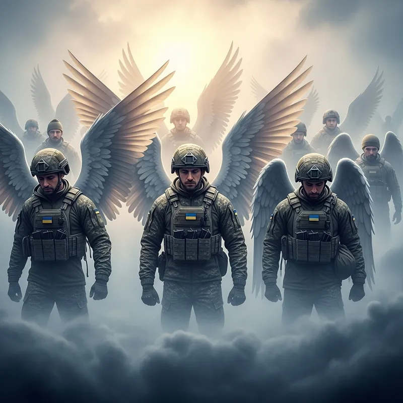 Ukrainian Soldiers Emerge as Angelic Figures in Uniform