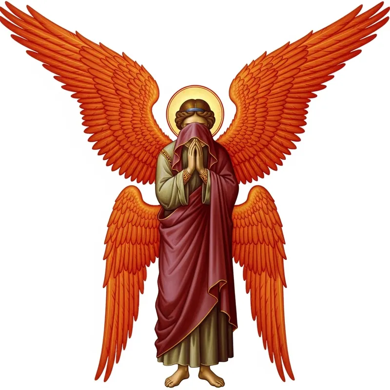 Male Seraphim Angel with Six Wings in Religious Art Male Seraphim Angel with Six Wings in Religious Art