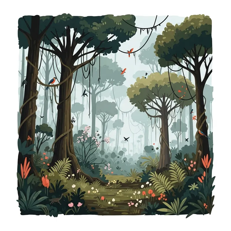 Abstract Rainforest Art | Vibrant Ecosystem Depiction