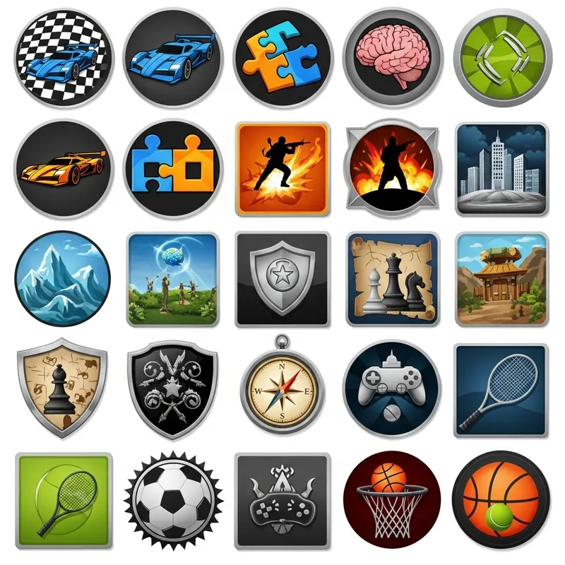 Diverse Game Icons Grid | Racing, Puzzle, Action & More