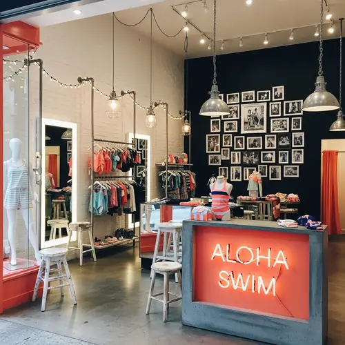 Aloha Swim - Kids Swimwear Store with Shabby Chic Industrial Theme