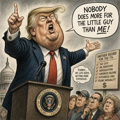 Exaggerated Political Cartoon Illustration