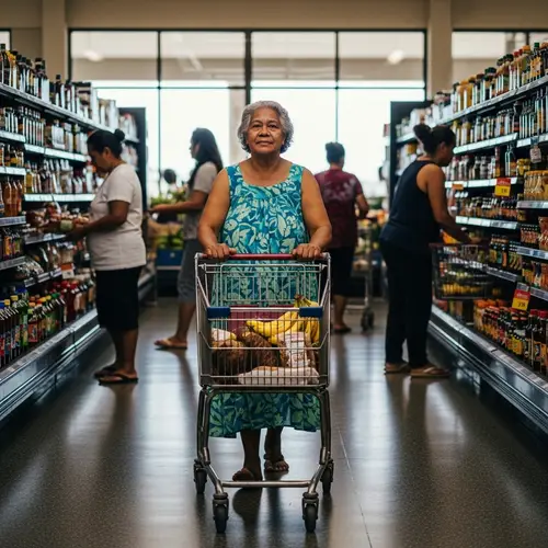 Pacific Island Woman Shopping in Supermarket | Documentary Style