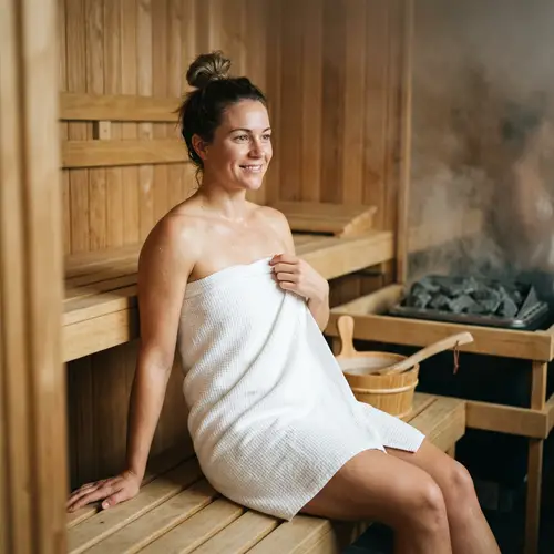 Fitness Influencer in a Sauna: Beauty and Wellness