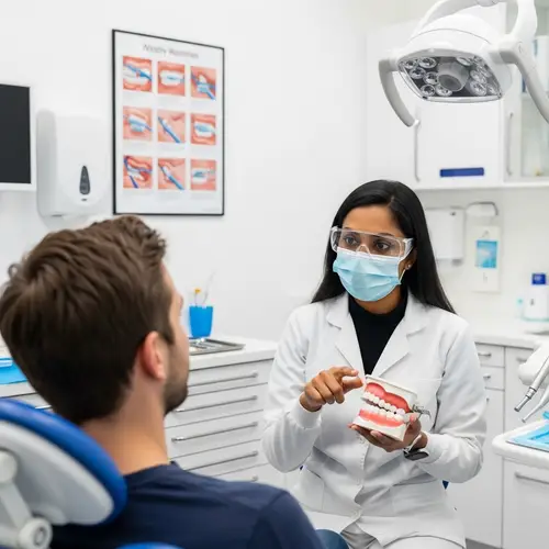 Professional Dental Hygiene Discussion Between Female Dentist and Patient