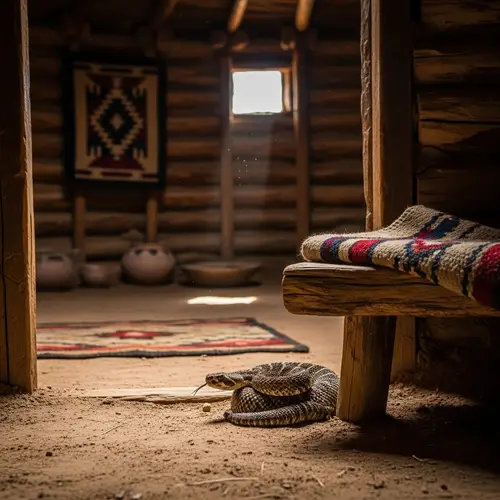 Poisonous Snake Inside Native American Dwelling