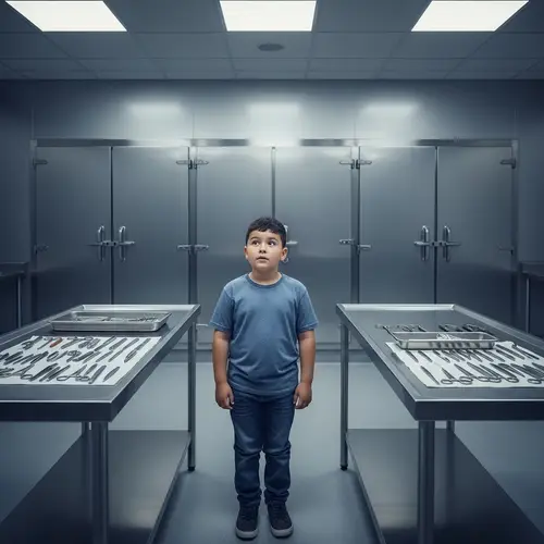 Overweight Hispanic Child in Clinical Morgue Setting