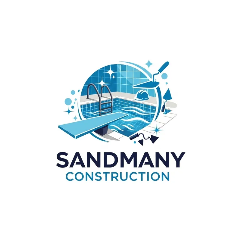 Swimming Pool Construction Logo Design | Blue & White Theme