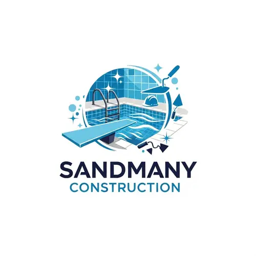 Swimming Pool Construction Company Logo | Blue & White Design