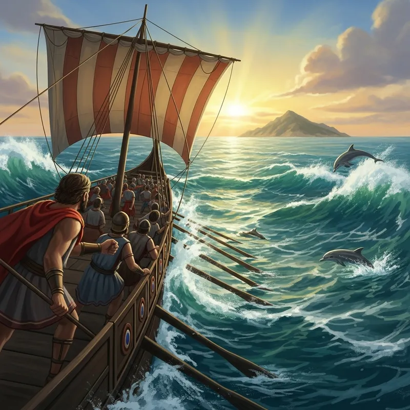 The Voyage to Ithaca: Captivating Illustration of Sea Adventure