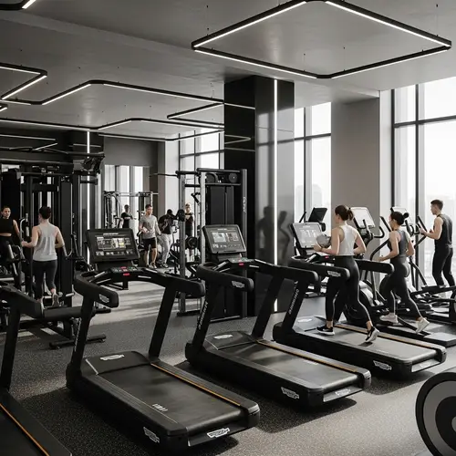 Cutting-Edge Gym Interior with Futuristic Fitness Equipment