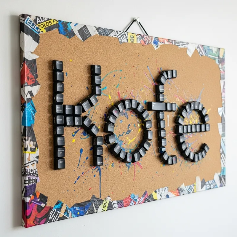 Inspiring Mural from Recycled Keyboard Keys