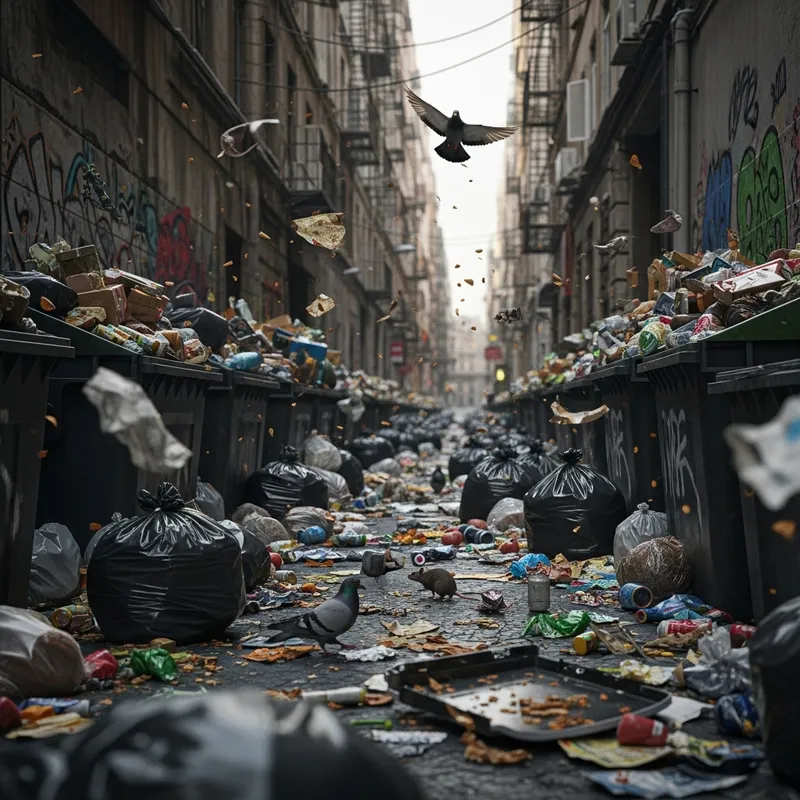 Overflowing Garbage Bins in Urban Environment