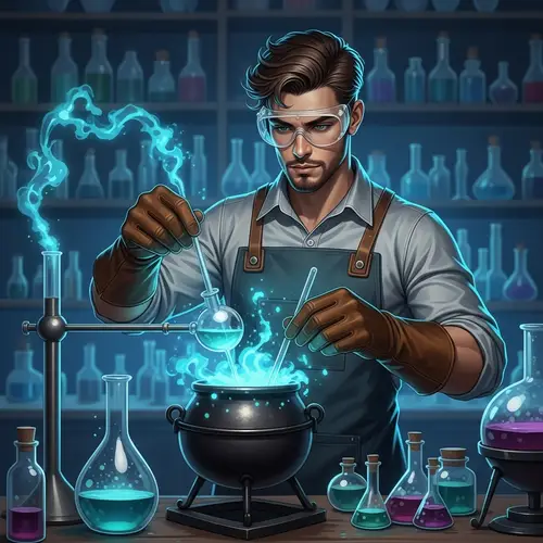 Young and Handsome Alchemist's Apprentice Brewing Potions