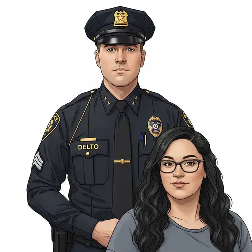 Stylish Couple: Delta Uniform Man & Intellectual Woman