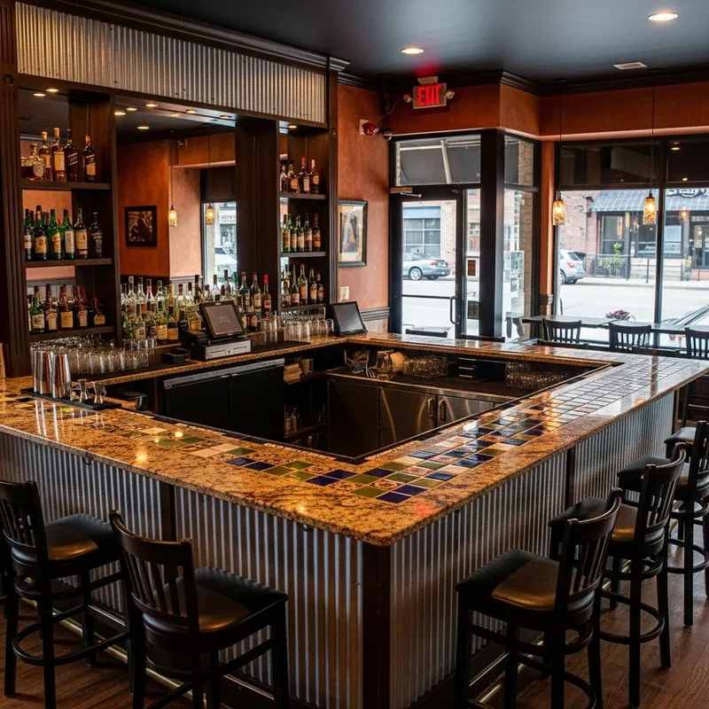 Inviting U-Shaped Bar Concept with Granite Countertop