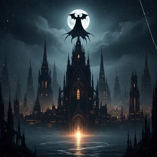 Gothic City Skyline | Full Moon Reflection | YouTube Video