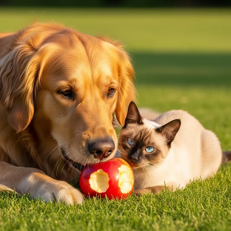 Dog and Cat Share an Apple: A Heartwarming Scene