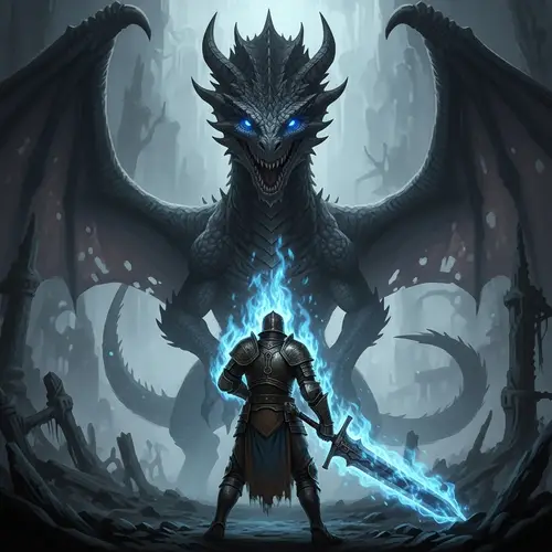 Epic Dragon vs Knight Battle: Mystical Realm Confrontation