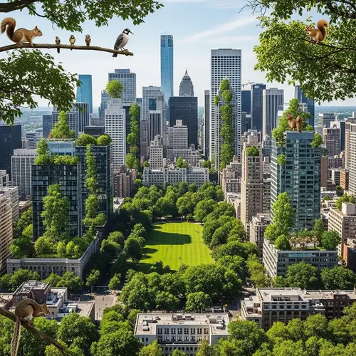 Green Forest Infused Cityscape | Urban Nature Marvel