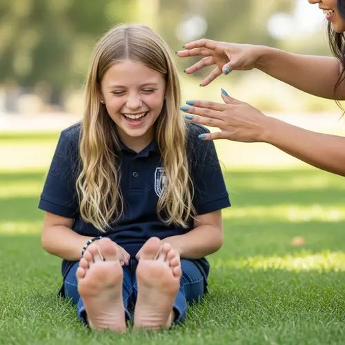 Playful Tickle: Candid Moment of Laughter | Exciting Detail