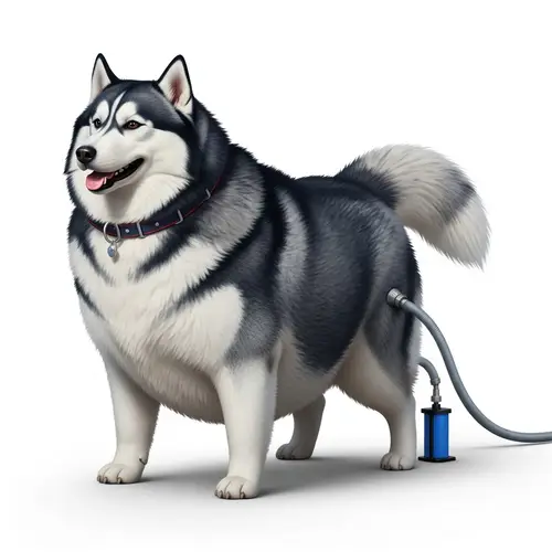 Inflated Feral Siberian Husky - Absurd Balloon Dog Image