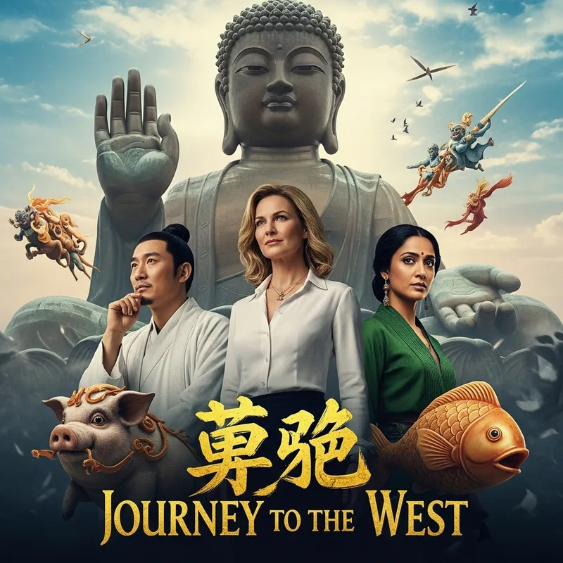 Journey to the West Movie Poster: Colorful Design with Mythical Characters